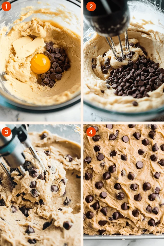 chocolate chip cookie bars-Instructions