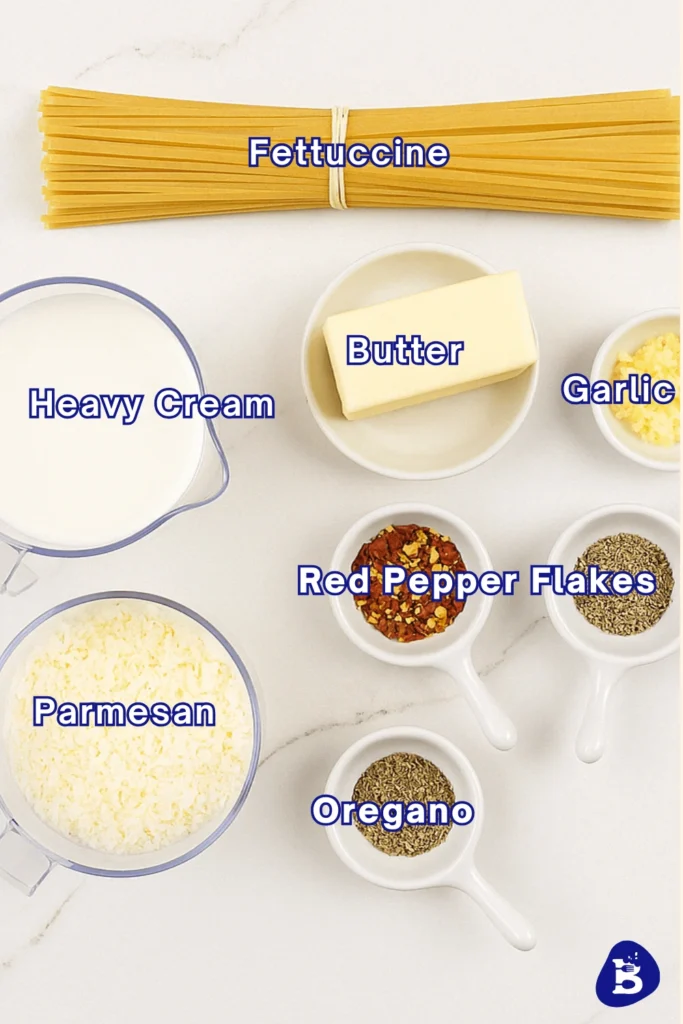Fettuccine Alfredo-Ingredients
