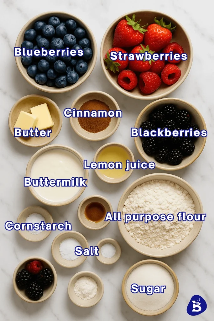 mixed berry cobbler-Ingredients