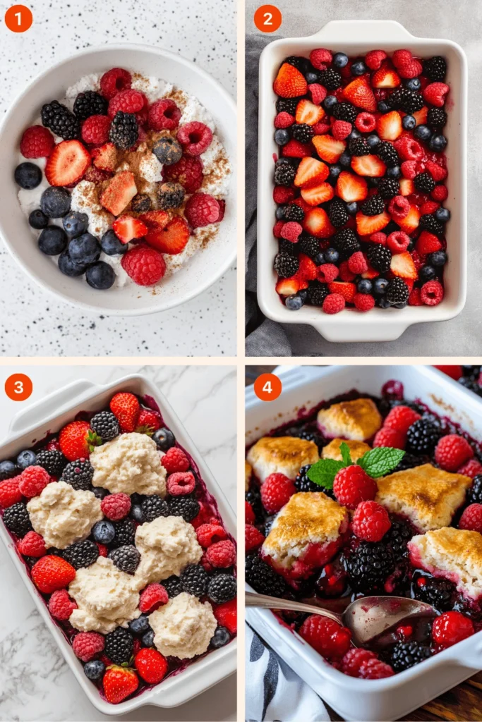 mixed berry cobbler-Instructions